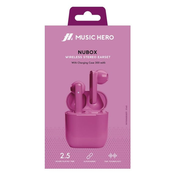 Music Hero - Vezeték Nélküli fejhallgató TWS NUBOX, rózsaszín