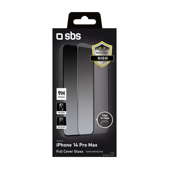 SBS - Edzett üveg Full Cover - iPhone 14 Pro Max, fekete