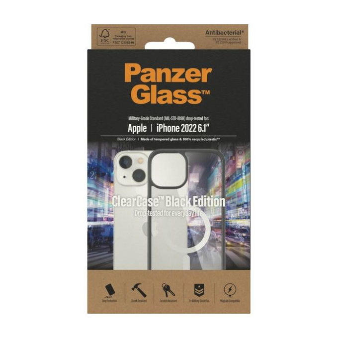 PanzerGlass - Tok ClearCase a MagSafe-el - iPhone 14, fekete