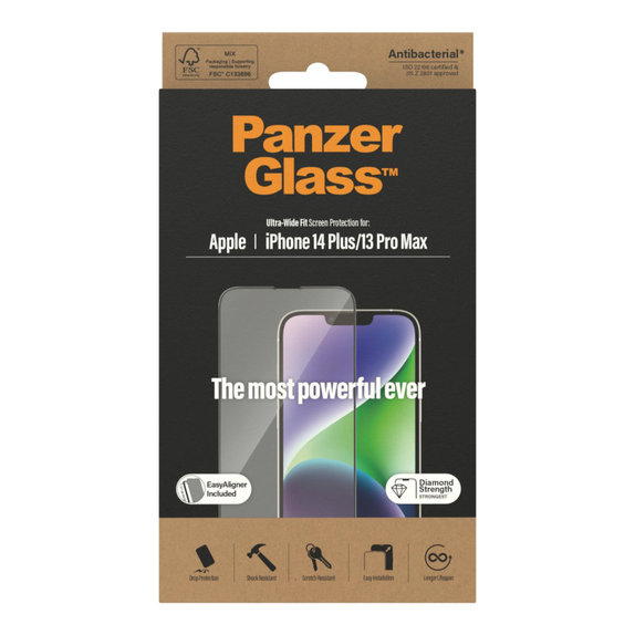 Edzett üveg UWF AB applikátorral iPhone 14 Plus/13 Pro Max készülékhez, Fekete, PanzerGlass