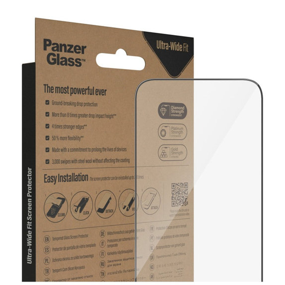 Edzett üveg UWF AB applikátorral iPhone 14 Pro Max készülékhez, Fekete, PanzerGlass