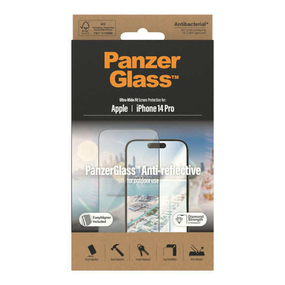 Edzett üveg UWF Anti-Reflective AB applikátorral iPhone 14 Pro készülékhez, Fekete, PanzerGlass