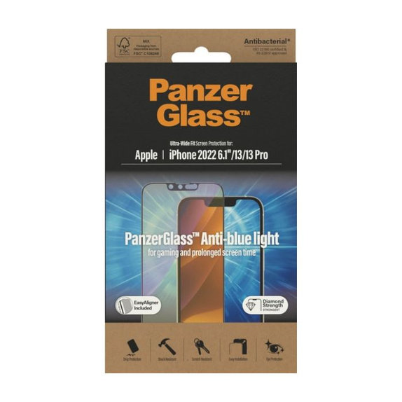 PanzerGlass - Edzett üveg UWF Anti-Bluelight AB - iPhone 13, 13 Pro, 14 és 16e