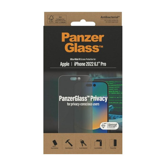PanzerGlass - Edzett üveg UWF Privacy AB - iPhone 14 Pro