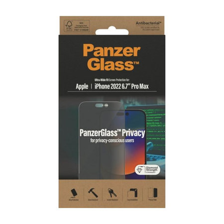PanzerGlass - Edzett üveg UWF Privacy AB - iPhone 14 Pro Max