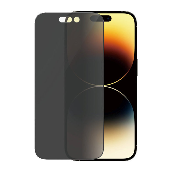Edzett üveg UWF Privacy AB applikátorral iPhone 14 Pro készülékhez, Fekete, PanzerGlass