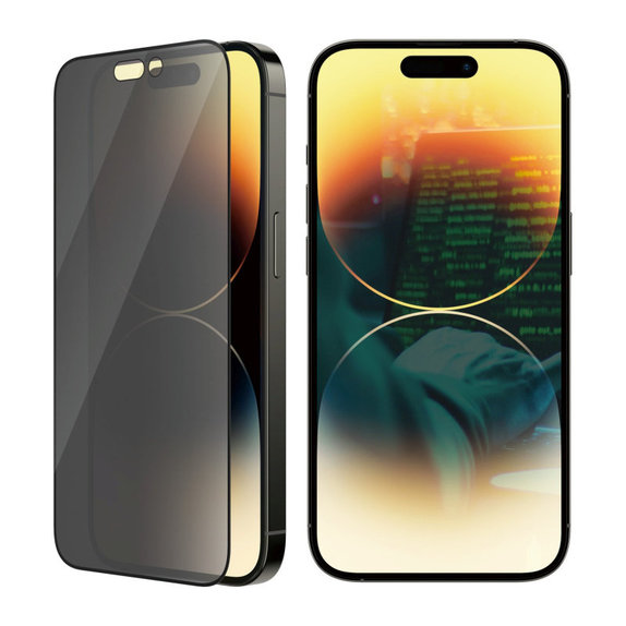 Edzett üveg UWF Privacy AB applikátorral iPhone 14 Pro készülékhez, Fekete, PanzerGlass