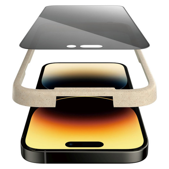 Edzett üveg UWF Privacy AB applikátorral iPhone 14 Pro készülékhez, Fekete, PanzerGlass