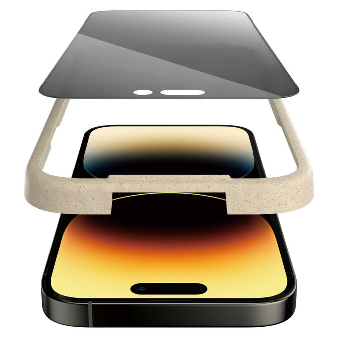 Edzett üveg UWF Privacy AB applikátorral iPhone 14 Pro készülékhez, Fekete, PanzerGlass