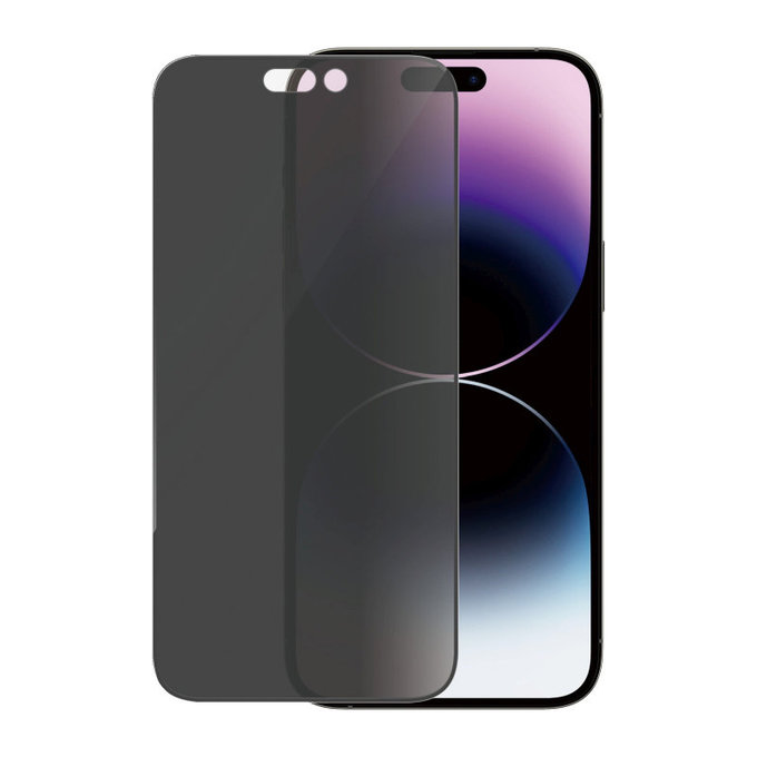 Edzett üveg UWF Privacy AB applikátorral iPhone 14 Pro Max készülékhez, Fekete, PanzerGlass