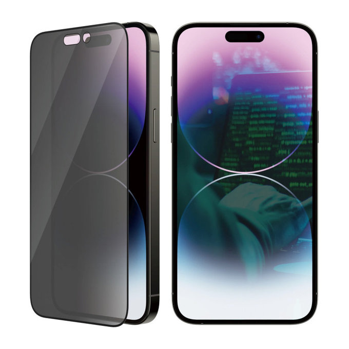 Edzett üveg UWF Privacy AB applikátorral iPhone 14 Pro Max készülékhez, Fekete, PanzerGlass