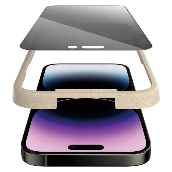 Edzett üveg UWF Privacy AB applikátorral iPhone 14 Pro Max készülékhez, Fekete, PanzerGlass