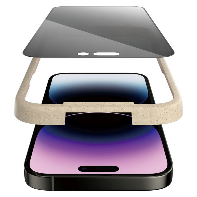 Edzett üveg UWF Privacy AB applikátorral iPhone 14 Pro Max készülékhez, Fekete, PanzerGlass