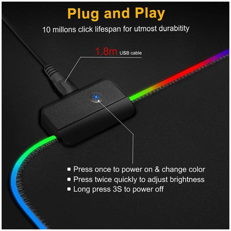 FixPremium - Pad egérhez és billentyűzethezu val RGB, 90x40cm, fekete