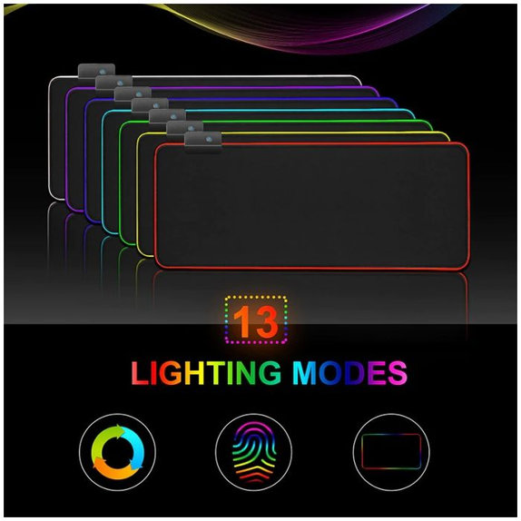 FixPremium - Pad egérhez és billentyűzethezu val RGB, 90x40cm, fekete