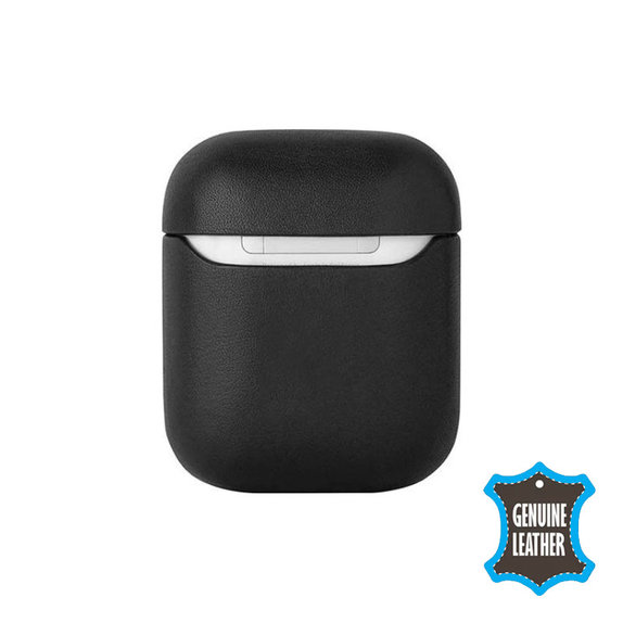 FixPremium - Bőrtok - AirPods 1 és 2, fekete