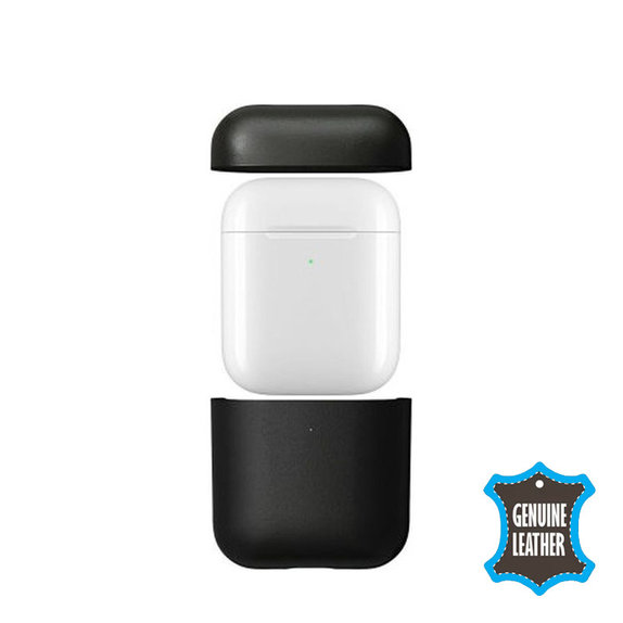 FixPremium - Bőrtok - AirPods 1 és 2, fekete