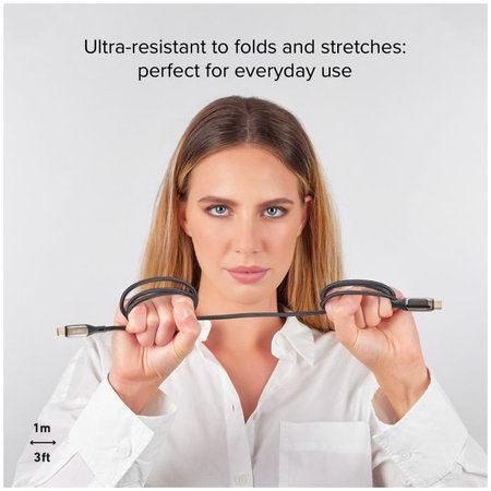 SBS - USB-C / USB-C PowerDelivery Kábel LCD kijelzővel 100W (1m), fekete