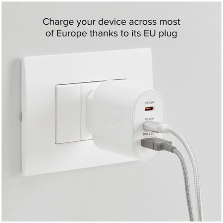 SBS - 45W Töltőadapter USB, 2x USB-C, PowerDelivery, fehér