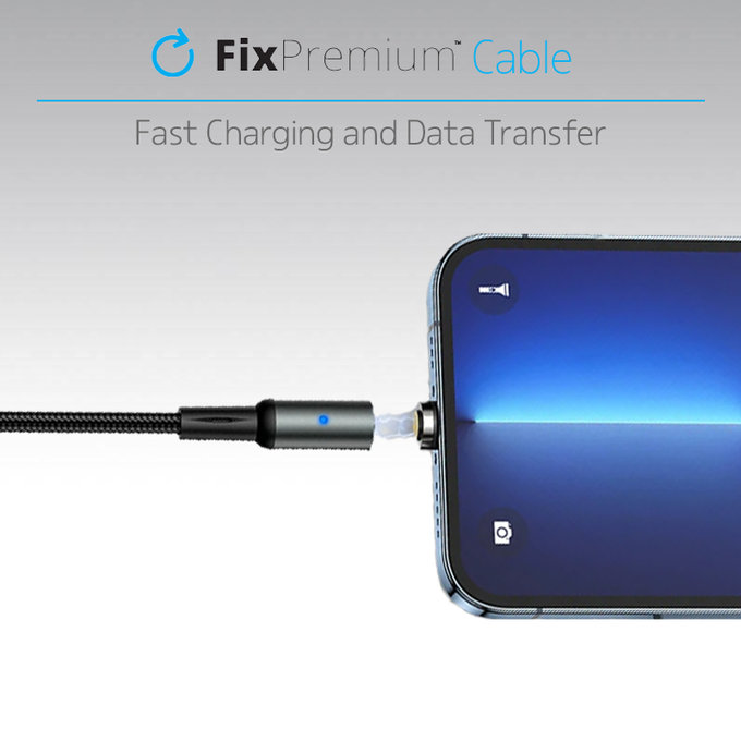FixPremium - USB-C / USB Mágneses Kábel (2m), fekete