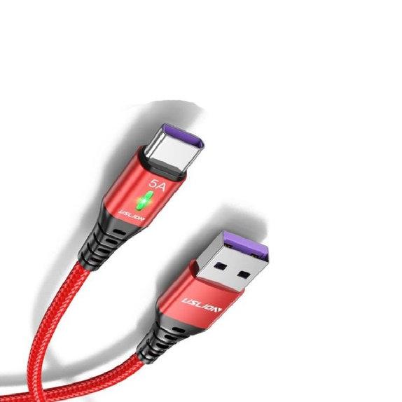 FixPremium - USB-C / USB Kábel LED-es visszajelzővel (1m), piros