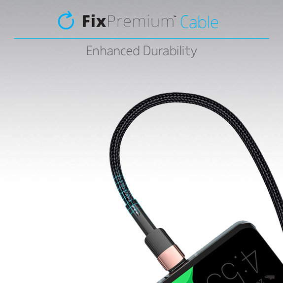 FixPremium - USB-C / USB Gyorstöltő Kábel (2m), fekete