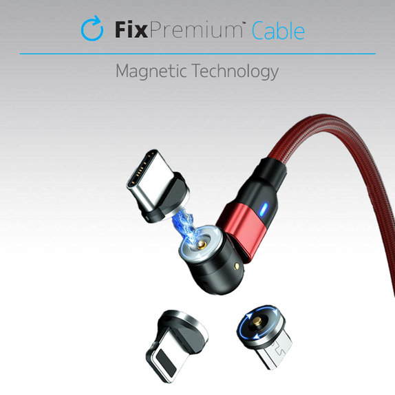 FixPremium - USB-C / USB Mágneses Kábel (1m), fekete