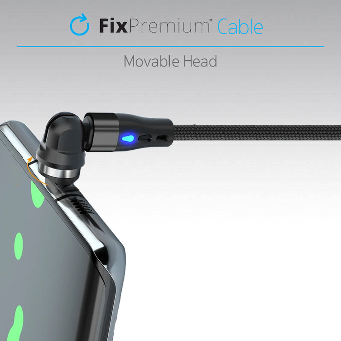 FixPremium - Lightning / USB Mágneses Kábel (1m), fekete
