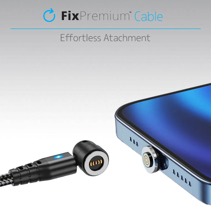 FixPremium - Lightning / USB Mágneses Kábel (1m), fekete