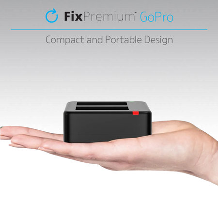 FixPremium - Töltőállomás 2 GoPro akkumulátorhoz (Hero (2018)/Hero 5/Hero 6/Hero 7/Hero 8), fekete