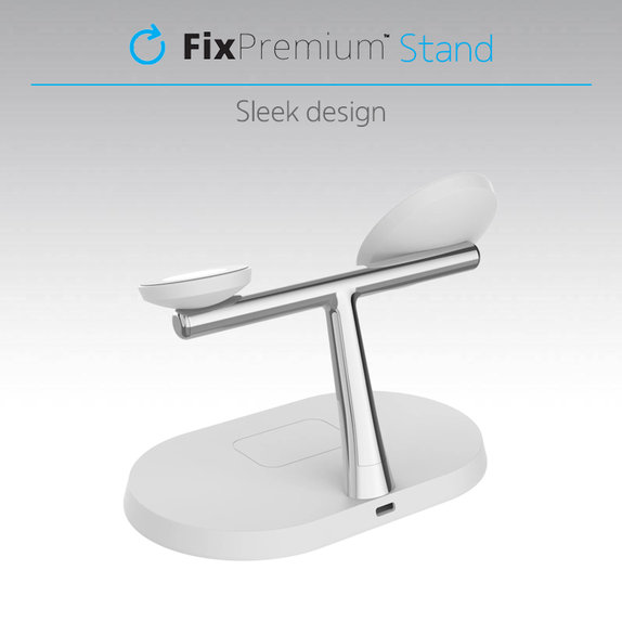 FixPremium - MagSafe 3in1 állvány iPhone-hoz, Apple Watch-hoz és AirPods-hoz, fehér színű