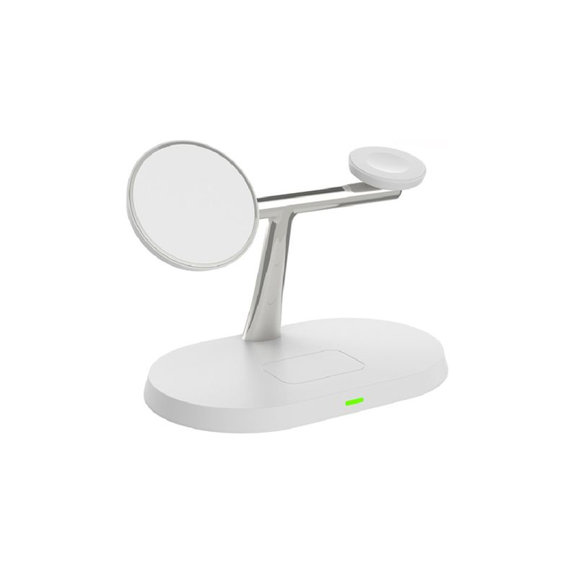 FixPremium - MagSafe 3in1 állvány iPhone-hoz, Apple Watch-hoz és AirPods-hoz, fehér színű