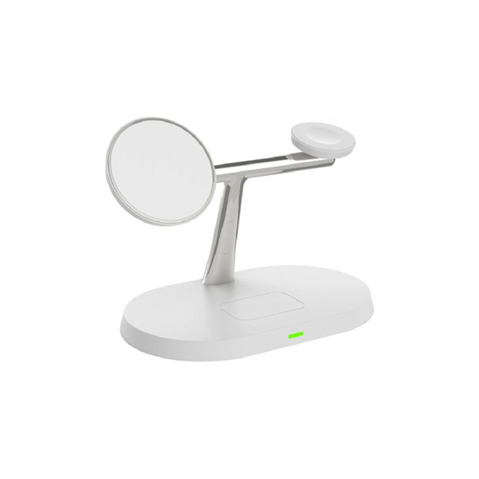 FixPremium - MagSafe 3in1 állvány iPhone-hoz, Apple Watch-hoz és AirPods-hoz, fehér színű