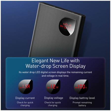 Baseus - PowerBank 10 000 mAh, fekete