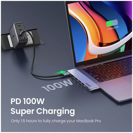 UGREEN - Dual USB-C Hub 7in1, szürke