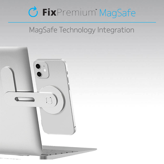 FixPremium - MagSafe iPhone tartó notebook-hoz, ezüst színű