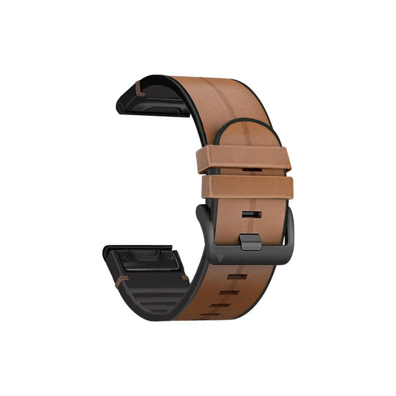 FixPremium - Bőrszíj Garmin-hoz (QuickFit 22mm), világosbarna színű