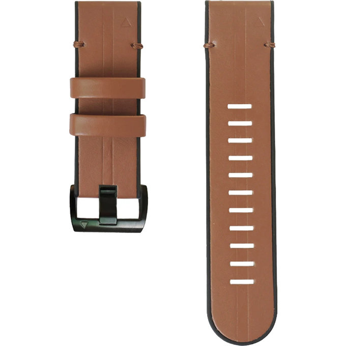 FixPremium - Bőrszíj Garmin-hoz (QuickFit 22mm), világosbarna színű