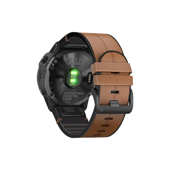 FixPremium - Bőrszíj Garmin-hoz (QuickFit 22mm), világosbarna színű