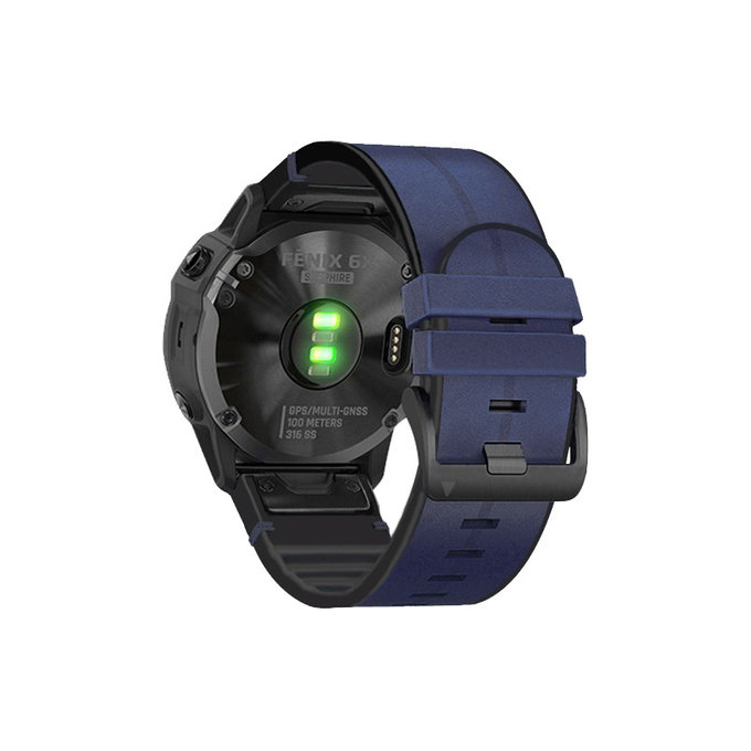 FixPremium - Bőrszíj Garmin-hoz (QuickFit 26mm), kék