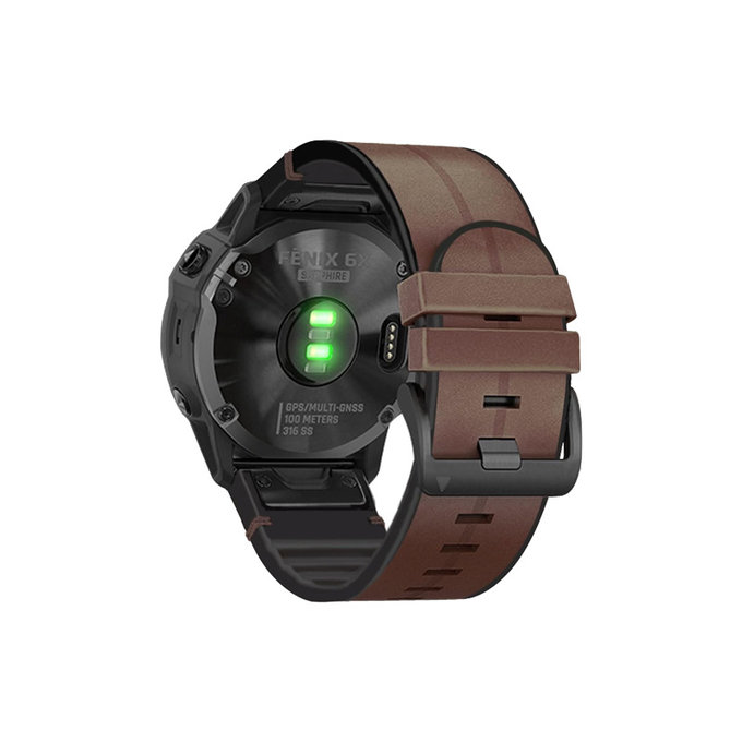 FixPremium - Bőrszíj Garmin-hoz (QuickFit 22mm), barna