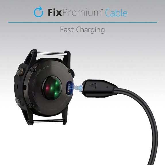 FixPremium - Töltőkábel Garmin órá-hoz, Fekete