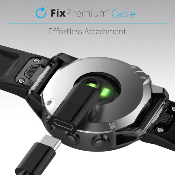 FixPremium - USB-C és Garmin csatlakozó reduktor órá-hoz, Fekete