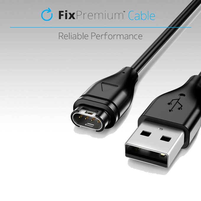 FixPremium - USB-C töltőkábel Garmin órá-hoz, Fekete