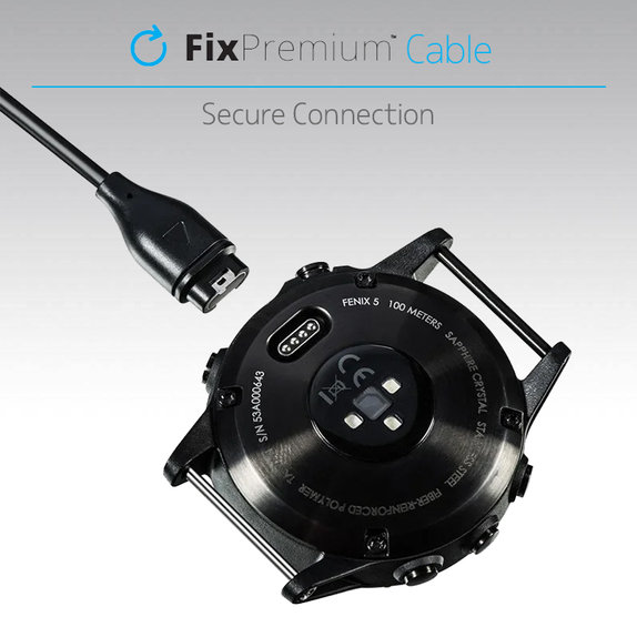 FixPremium - USB-C töltőkábel Garmin órá-hoz, Fekete