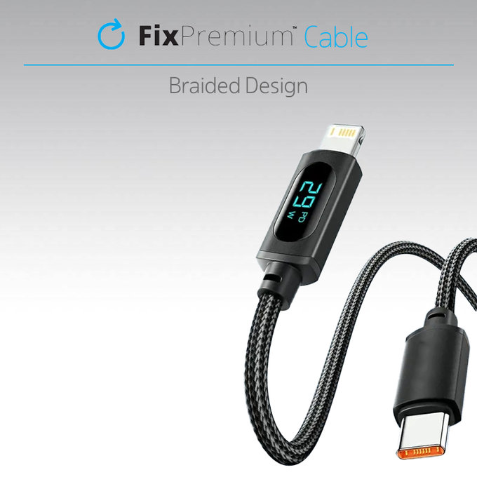 FixPremium - USB-C / USB-C Kábel Power Delivery funkcióval (1m), fekete