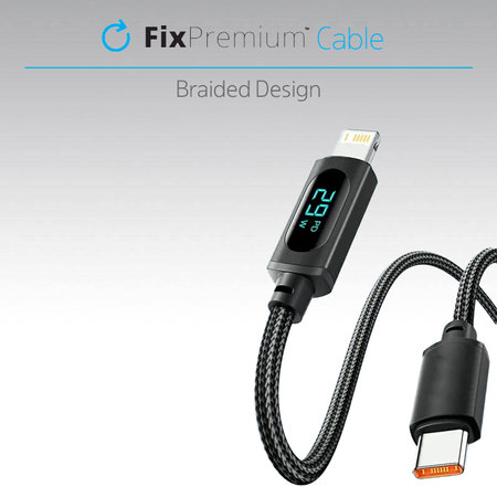 FixPremium - USB-C / USB Kábel Power Delivery funkcióval (1m), fekete