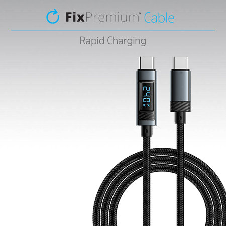 FixPremium - USB-C / USB Kábel Power Delivery funkcióval (1m), fekete