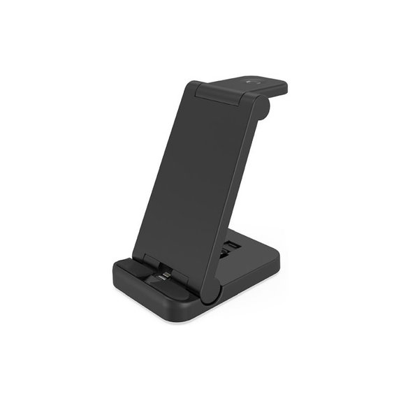 FixPremium - Összecsukható 3in1 állvány iPhone-hoz, Apple Watch-hoz és AirPods-hoz, fekete