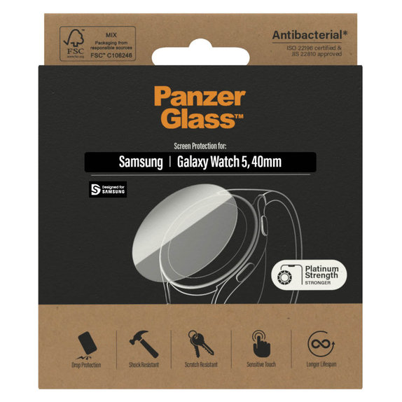 Edzett üveg Flat Glass AB Samsung Galaxy Watch 5 40 mm készülékhez, Átlátszó, PanzerGlass